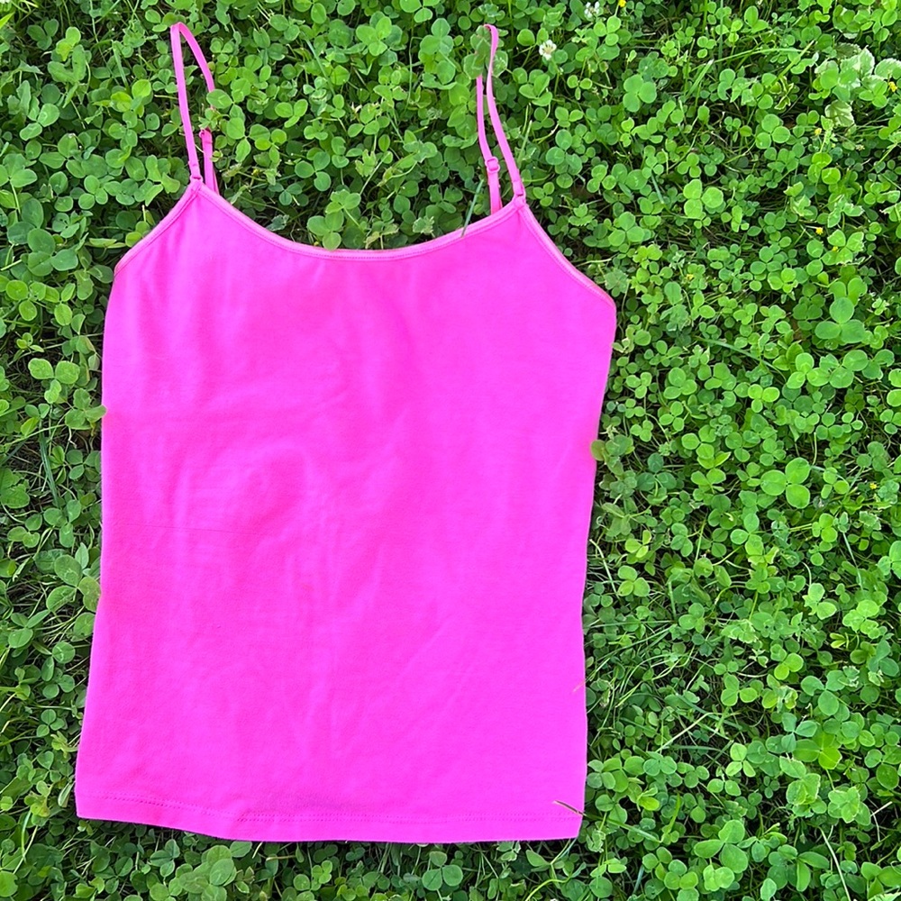 Hot pink spaghetti satin  strap camisole